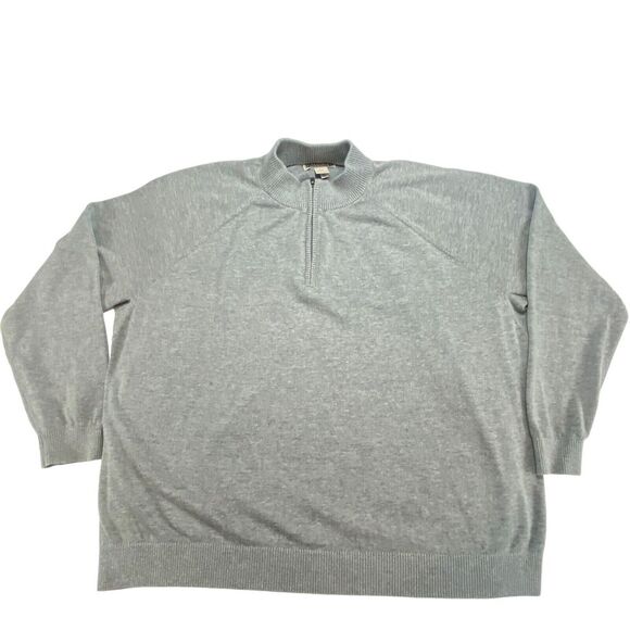 Duluth Trading Company Sweater Mens 3XL Gray Knit Cotton Long Sleeve Quarter Zip - Picture 1 of 11